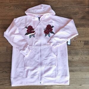 𝅺Brunette The Label Pink Embroidered Long Hoodie New Small